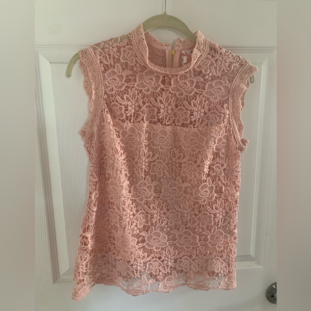 Nanette Lepore Blush Lace Sleeveless Blouse